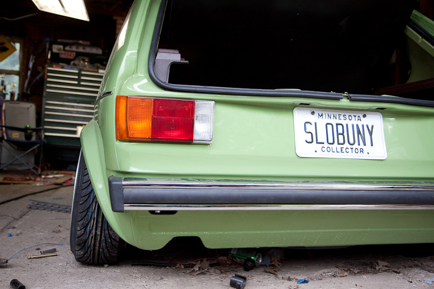 Retro SC Media Volkswagen Tags Bunny dumped green Mk1 slammed